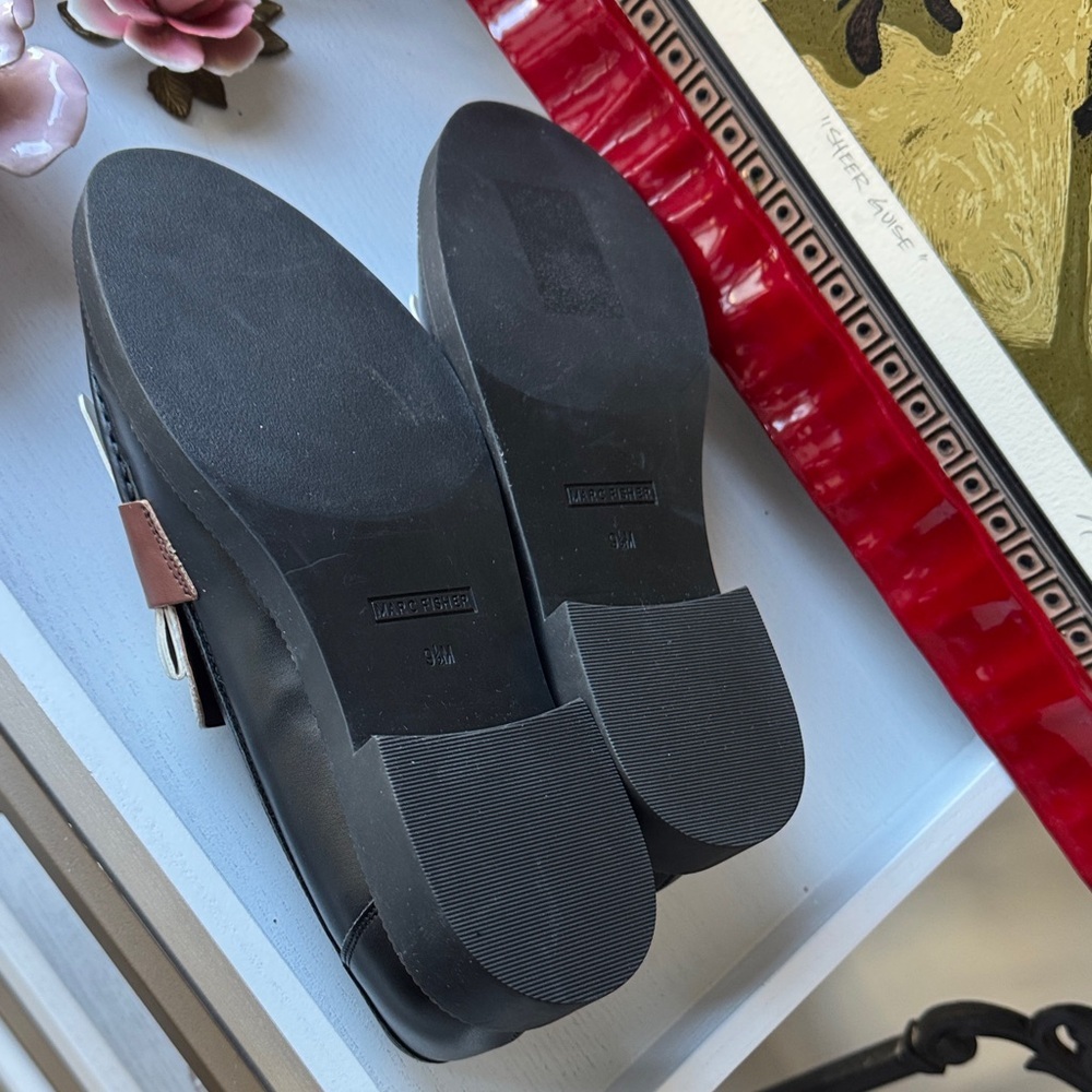 Marc Fisher Black and Cream Loafers with Brown Accent - Picture 5 of 6